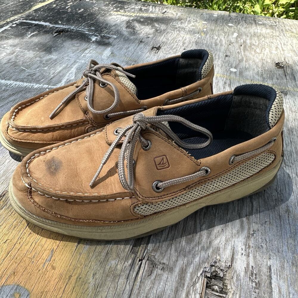 Sperry Top-Sider Lanyard Boat Shoes Boys Size 5M Brown Leather Lace-Up 925